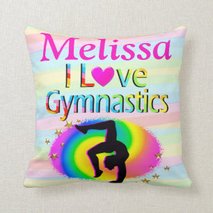 PRETTY I LOVE GYMNASTICS PERSONALIZED PILLOW