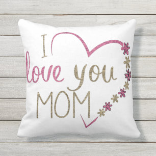 Pretty I Love You Mum Outdoor Throw Pillow