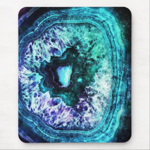 Pretty Icy Turquoise and Purple Geode Crystal Mouse Mat