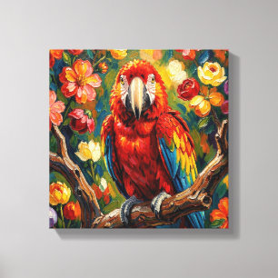 Pretty Impasto Macaw Parrot Canvas Print