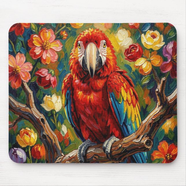 Pretty Impasto Macaw Parrot  Mouse Mat (Front)