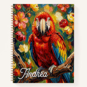 Pretty Impasto Macaw Parrot Personalised Notebook