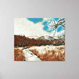 Pretty Impressionistic Mountain Trail Canvas
