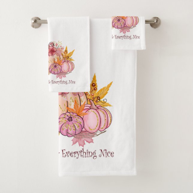Pretty in Autumn Pink: Whimsy & Spice Bath Towel Set (Insitu)