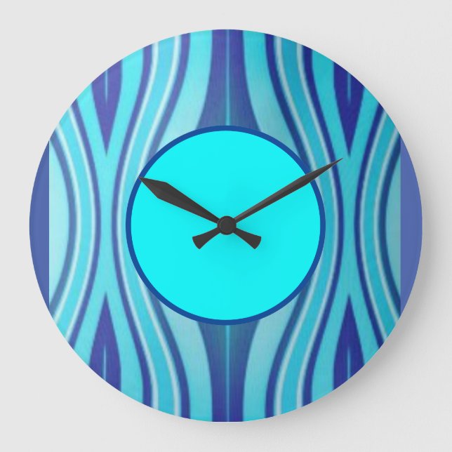 Pretty in Blue Abstract Non Personalised Swirls Large Clock (Front)