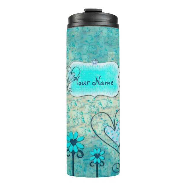 Pretty in Blue CUSTOM Name Thermal Tumbler (Front)