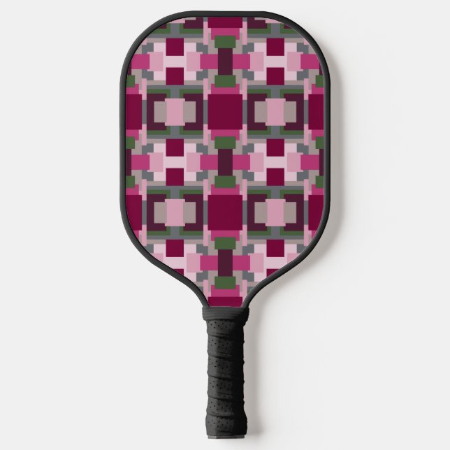 Pretty In Pink And Green Colour Block Pickleball Paddle (Front)