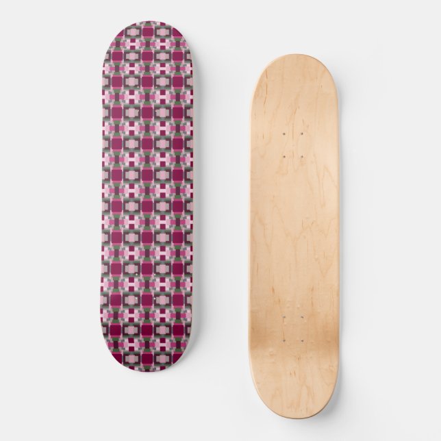 Pretty In Pink And Green Colour Block  Skateboard (Front)