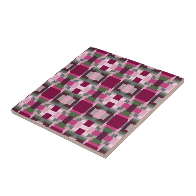 Pretty In Pink And Green Colour Block  Tile (Side)