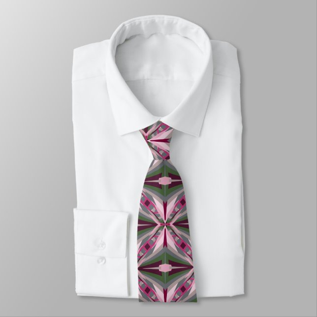 Pretty In Pink And Green Stretched Colour Block Tie (Tied)