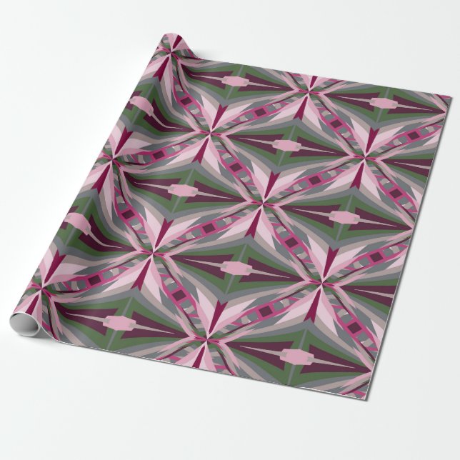 Pretty In Pink And Green Stretched Colour Block Wrapping Paper (Unrolled)