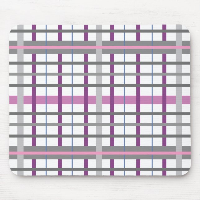 Pretty In Pink and Grey Plaid Mouse Mat (Front)
