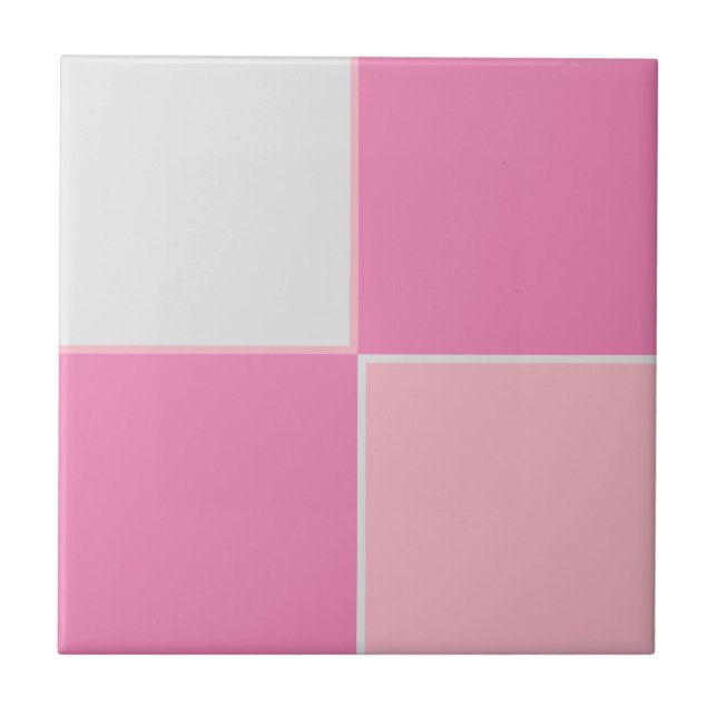 Pretty in pink and grey squares tile (Front)
