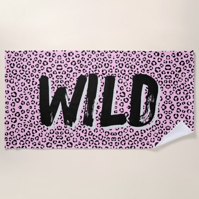 Pretty in Pink Animal Print (Personalised) Beach Towel (Front)