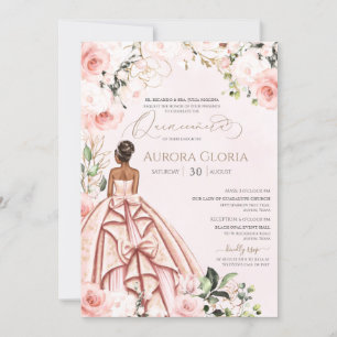 Pretty in Pink Beautiful Gown Blush Rose Quince Invitation