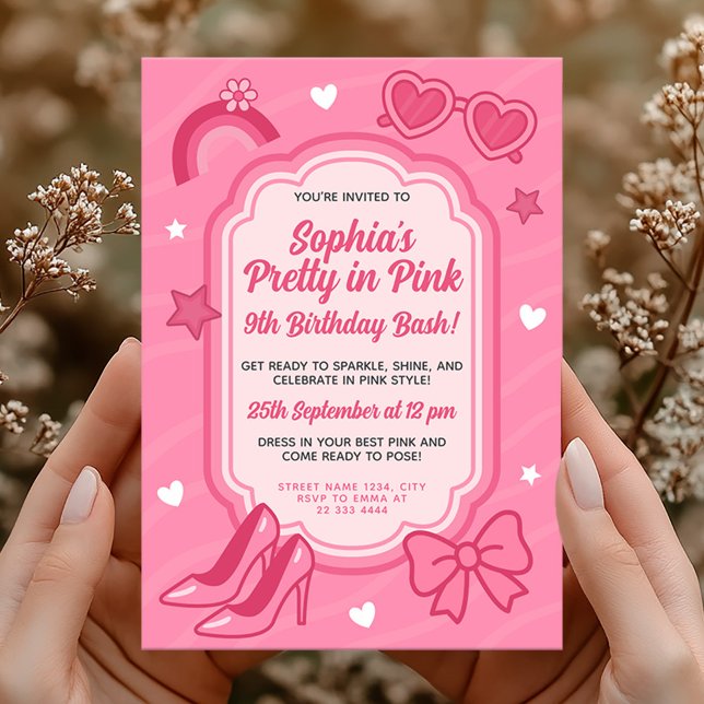 Pretty in Pink Birthday Party for Girls Invitation (Creator Uploaded)