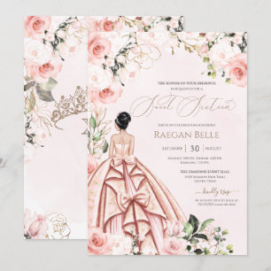 Pretty in Pink Blush Roses Sweet 16 Birthday Invitation