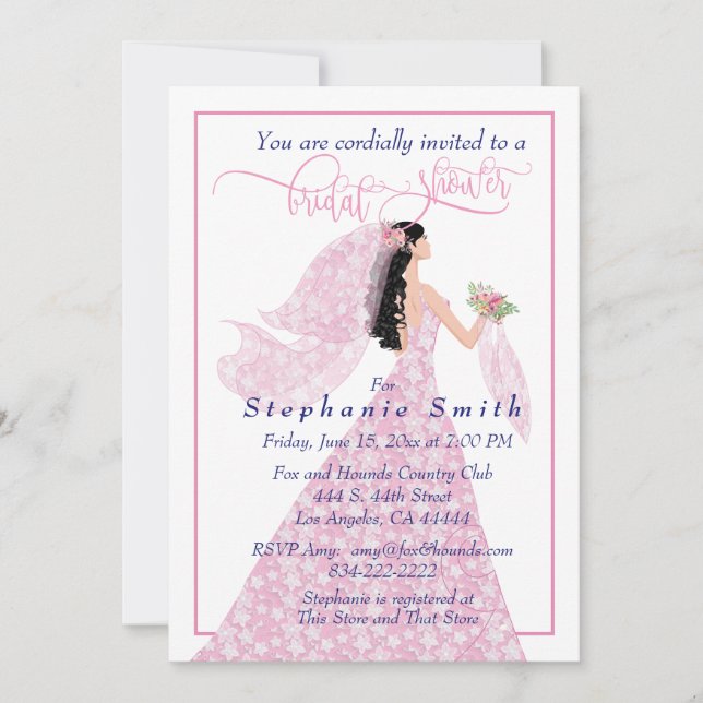 "Pretty In Pink" Bridal Shower Invitation (Front)