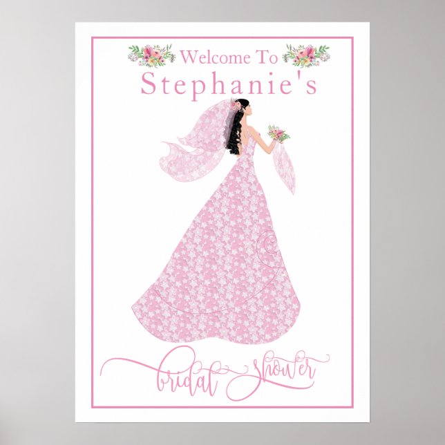 "Pretty In Pink" Bridal Shower Welcome Poster (Front)