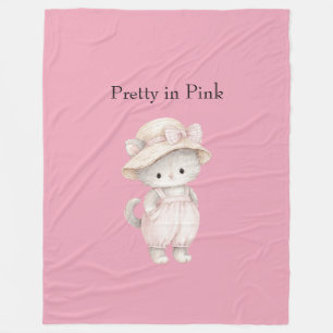 Pretty in Pink Cat Fleece Blanket