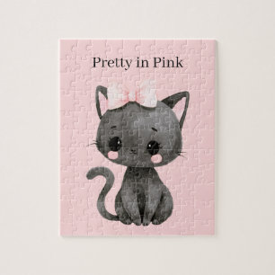 Pretty in Pink Cat Jigsaw Puzzle