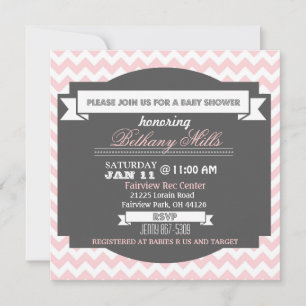 Pretty In Pink Chevron Baby Shower Invite