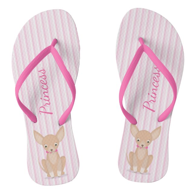 Pretty in Pink Chihuahua Flip Flops (Footbed)