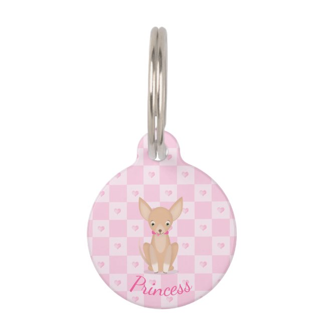 Pretty in Pink Chihuahua Pet Tag (Front)
