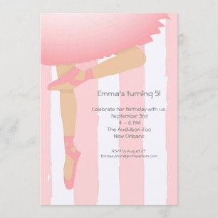 Pretty in Pink.  Child's Ballerina Birthday Party Invitation
