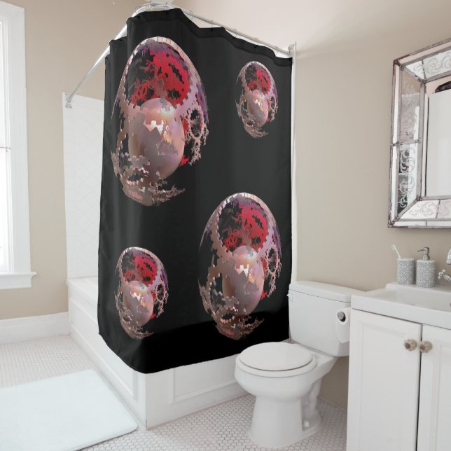 Pretty in Pink Cogs Shower Curtain (In Situ)