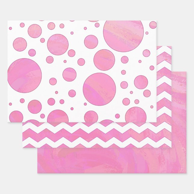 Pretty in PInk Color Coordinated Wrapping Paper Sheet (Set)