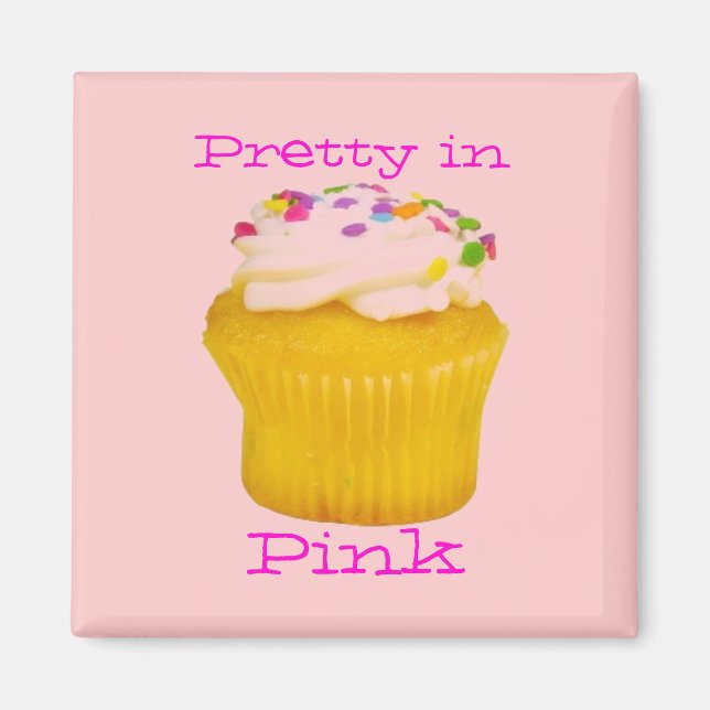 Pretty in pink cupcake magnet (Front)