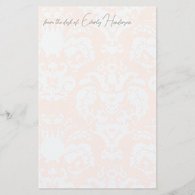 Pretty In Pink Damask & Warm Stationery (Front)
