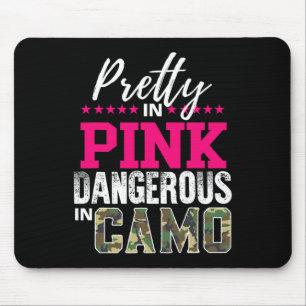 Pretty In Pink Dangerous In Camo Hunting Girl Mouse Mat