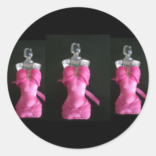 Pretty in Pink Dress perfume bottle Classic Round Sticker