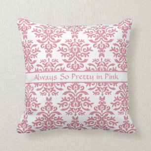 Pretty in Pink Elegant Damask Girl's Bedroom Cushion
