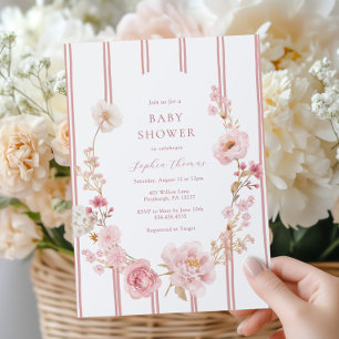 Pretty in Pink Floral Baby Shower Invitation