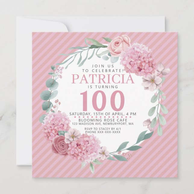 Pretty In Pink Floral Birthday Invitation (Front)
