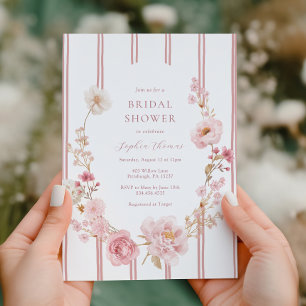 Pretty in Pink Floral Bridal Shower  Invitation