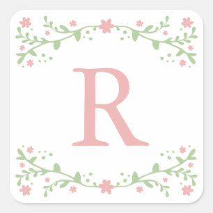 Pretty in Pink Floral Monogram Stickers