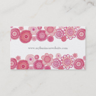 Pretty in Pink Floral Pearl Custom Business Card