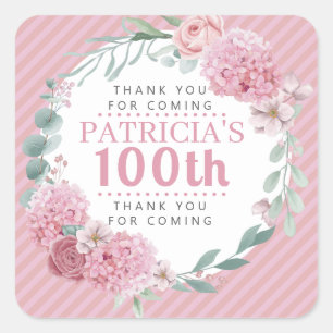 Pretty In Pink Floral Thank You Sticker