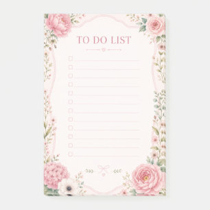 Pretty in Pink Floral To Do List Post-it Notes