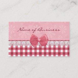 Pretty In Pink Gingham and Daisies Business Card