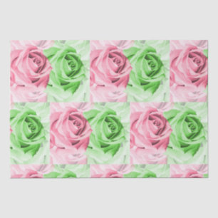 Pretty in Pink & Green Rose Tissue Wrap Tissue Paper