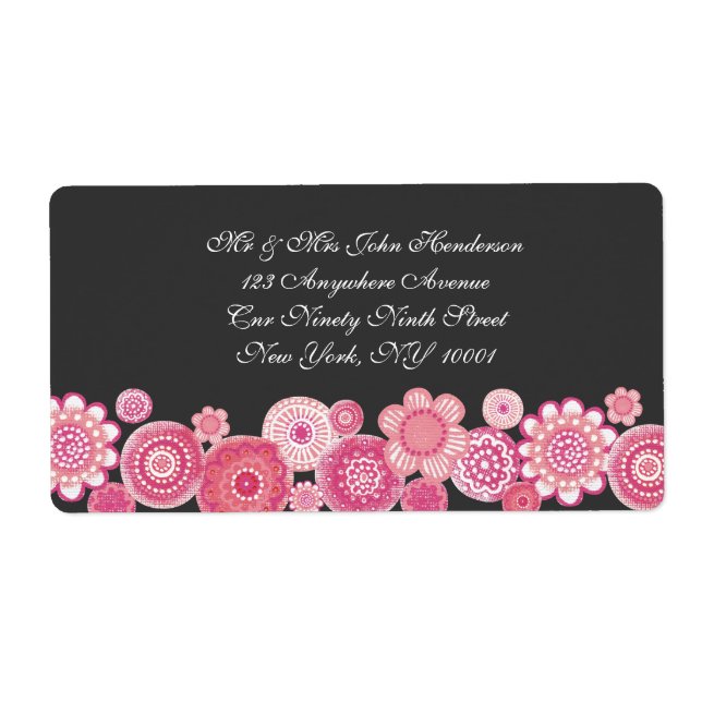 Pretty in Pink & Grey Floral Address Sticker (Front)