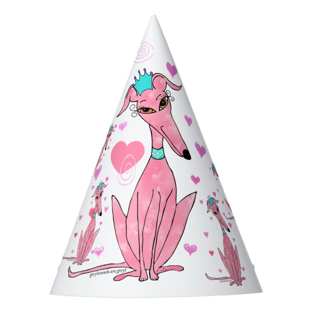 Pretty In Pink Greyhound  Party Hat (Front)