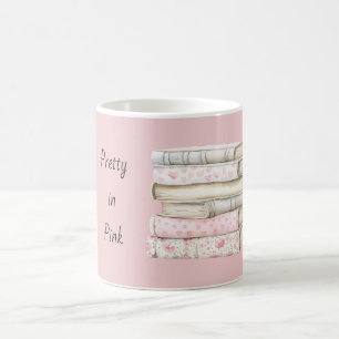 Pretty in Pink Hearts Books Coffee Mug