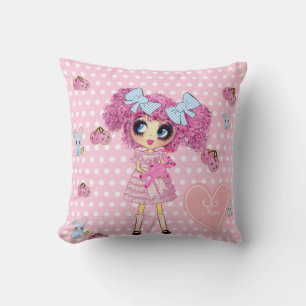 Pretty in Pink Kawaii Girl PinkyP Cushion
