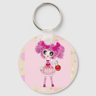 Pretty in Pink Kawaii Girl PinkyP Key Ring